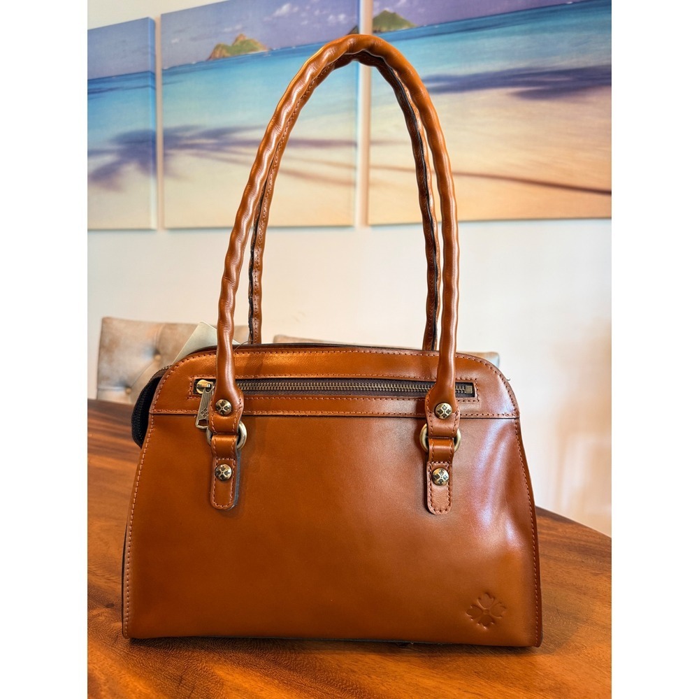 NWT $269 Patricia Nash Calvi Satchel Heritage Tan Leather Dust Bag Western